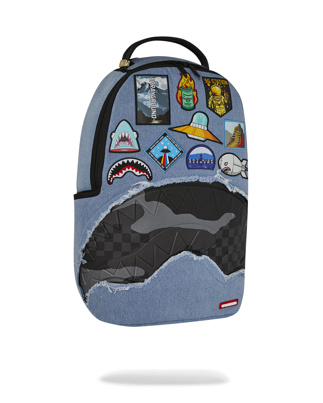 DENIM TEAR 3 AM PATCHES BACKPACK