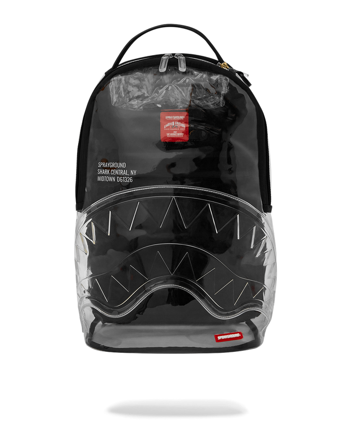 SPRAYGROUND® BACKPACK SHARK CENTRAL CLEAR DLXSV BACKPACK (BLACK BACKPANEL)