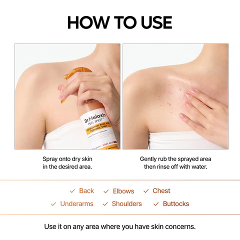 Dr.Melaxin Body & Face PeelShot Duo Glow Rice PeelingAmpoule Kojic Acid & Turmericspray