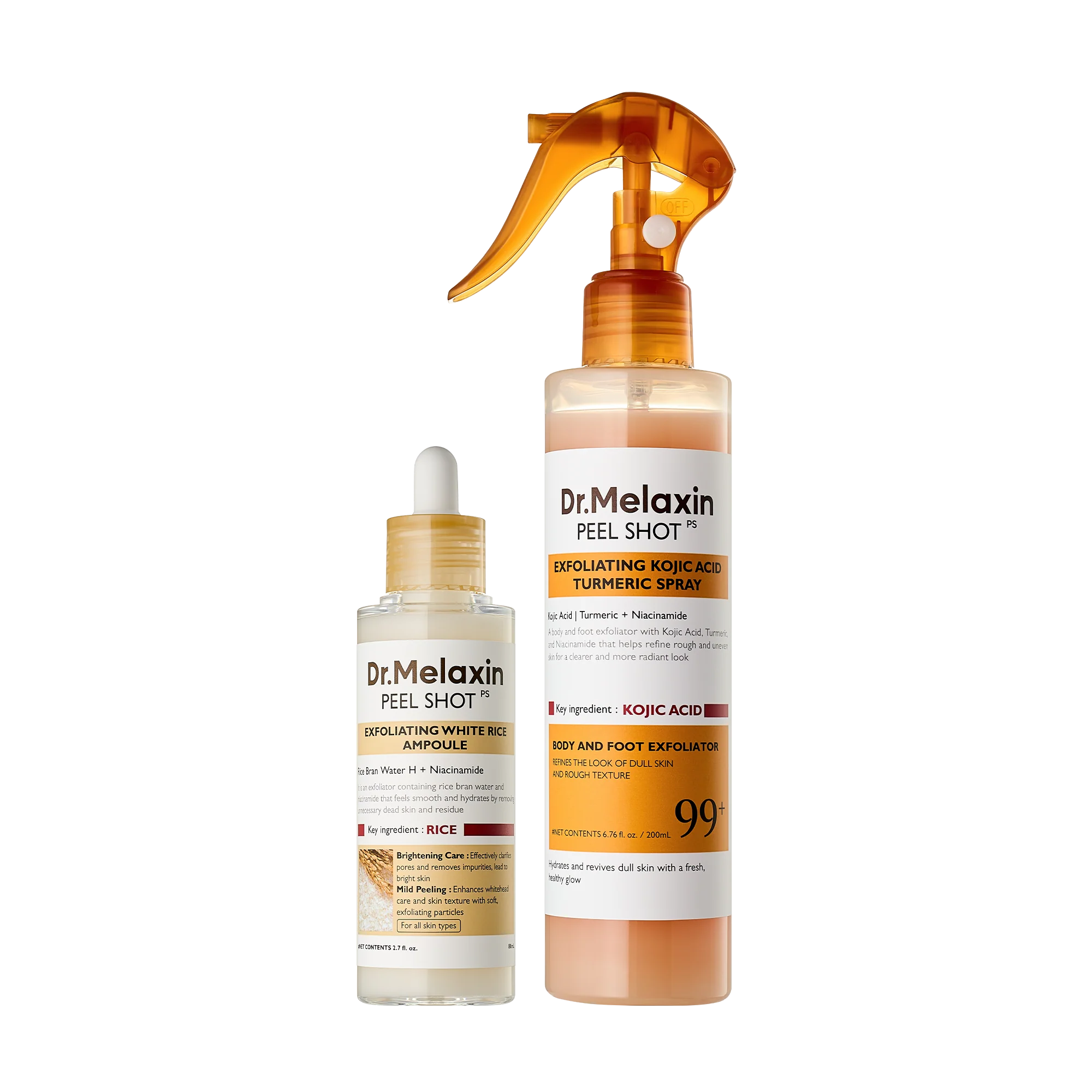 Dr.Melaxin Body & Face PeelShot Duo Glow Rice PeelingAmpoule Kojic Acid & Turmericspray
