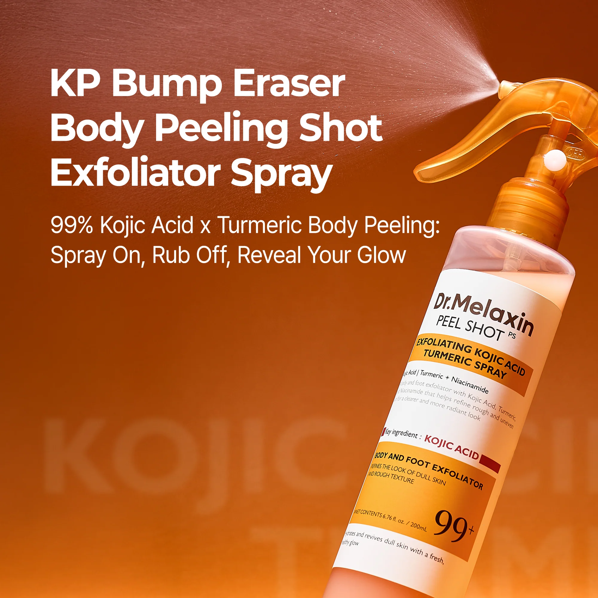 Dr.Melaxin body & face peelshot duo glow black ricepeeling ampoule kojic acid &turmeric spray