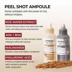 Dr.Melaxin Peel Shot Glow Rice Peeling Ampoule Duo DailySoft Exfoliating Face and Body Scrub Dead Skin CellsBlackhead Remover for All Skin Types korean skin care