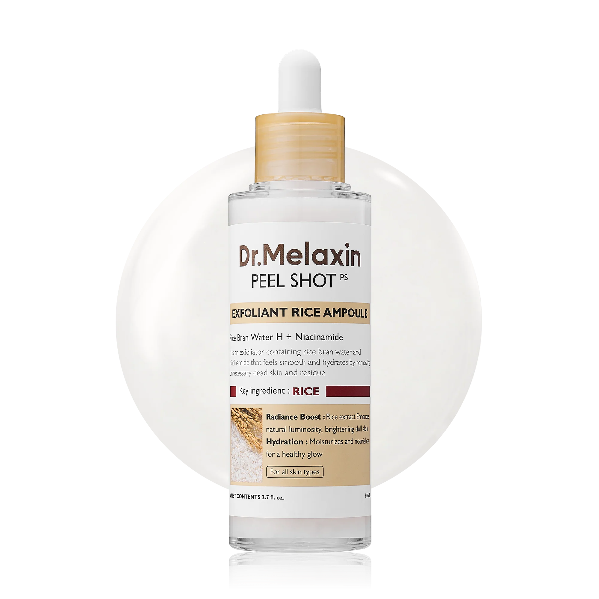 Dr.Melaxin Peel Shot Glow Rice Peeling Ampoule Duo DailySoft Exfoliating Face and Body Scrub Dead Skin CellsBlackhead Remover for All Skin Types korean skin care