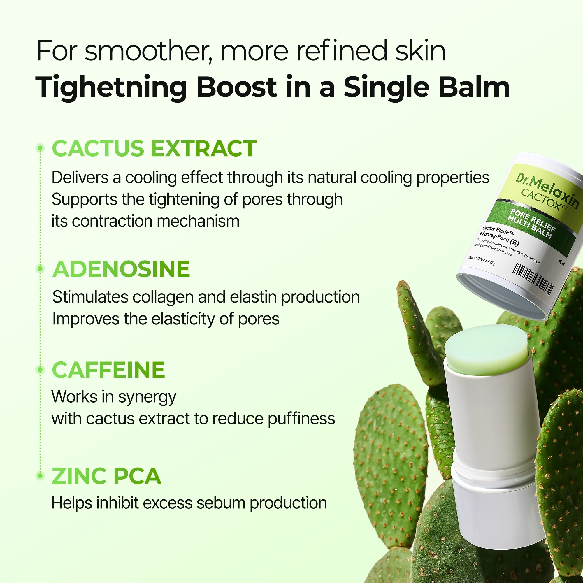 Dr.Melaxin Cactox & CalciumMulti Balm Pore Firming Duowith Cactus Cooling & Eye CareStick for Visible Pore Refiningand Skin Repair